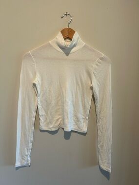 Aritzia Wilfred Ivory Slim Cropped Turtleneck